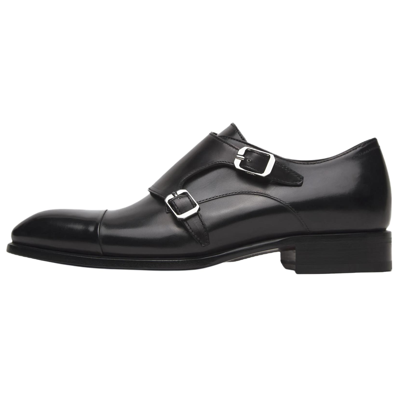 Бриони маленький кожаный Круглая голова с застежкой официальный стиль кожаная обувь мужской стиль черный