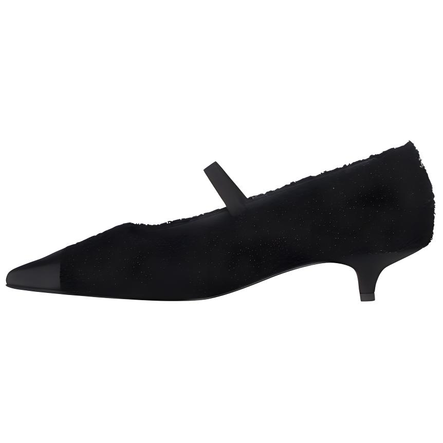 CHANEL Slim Heel Mary Jane Shoes Women's Black