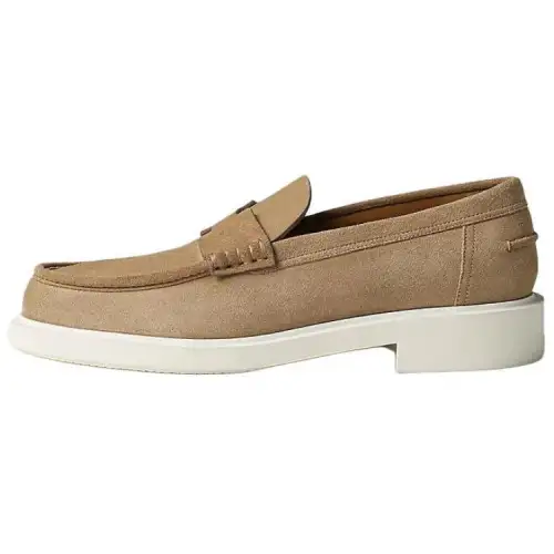 HERMES Guillaume Leather Loafers Men's Umber