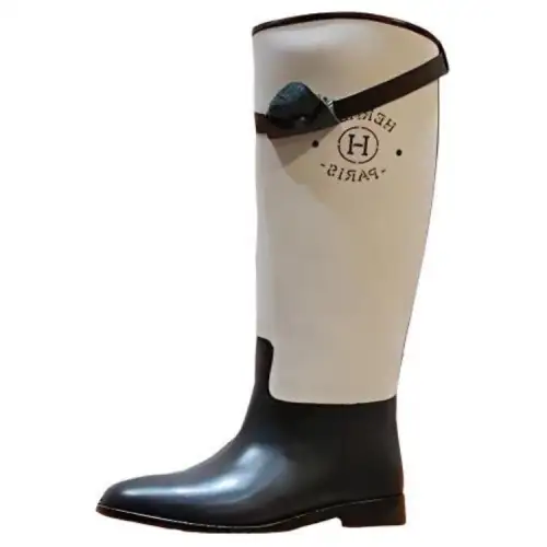 HERMES Knee high Boots Women's White Black