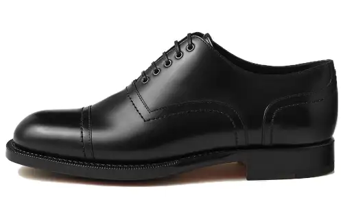 HERMES Half Leather Dress Shoes Men's Black