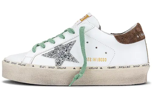 Golden Goose Hi Star Skateboard Shoes Women's Low Top White/Cyan