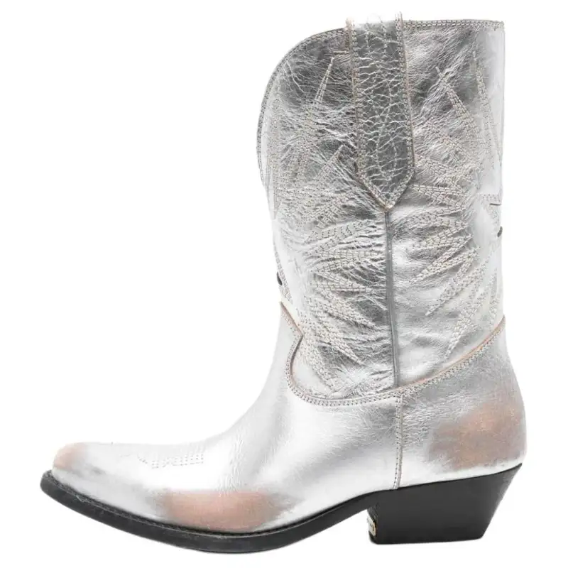 Golden Goose Metallic-leather Western Boots