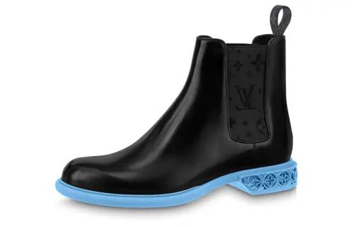 LOUIS VUITTON Formal Calfskin Short Chelsea Boots Men's Black