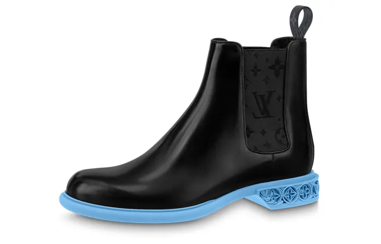 LOUIS VUITTON Formal Calfskin Short Chelsea Boots Men's Black