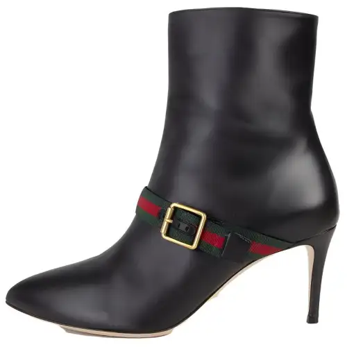 GUCCI Leather Ankle Boots 7.5cm Women's Black