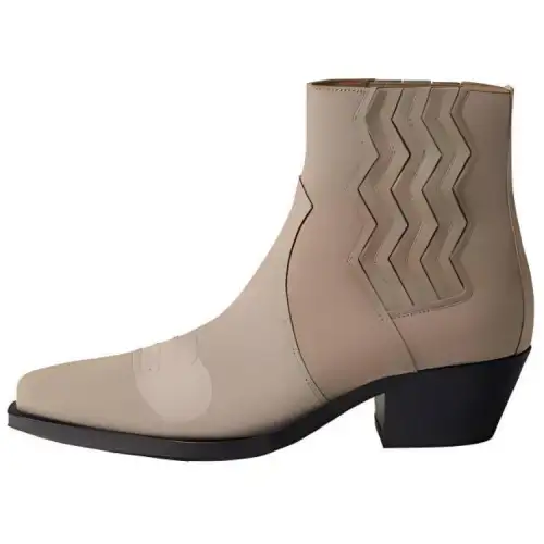 HERMES Leather Fashion Trend Ankle Boots Women's Beige