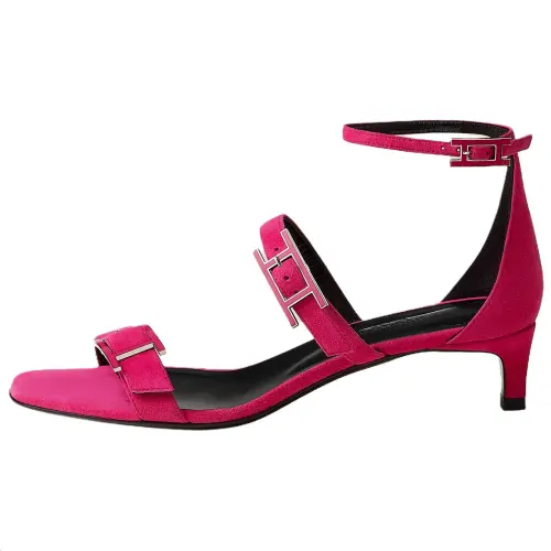 HERMES Liv One Strap Sandals 4cm Women's Cherry Blossom Pink