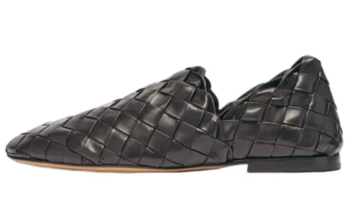 Bottega Veneta Leather Casual Loafers Shoes Men's Black