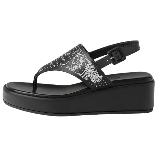 HERMES Karima One Strap Sandals 4.5cm Women's Black