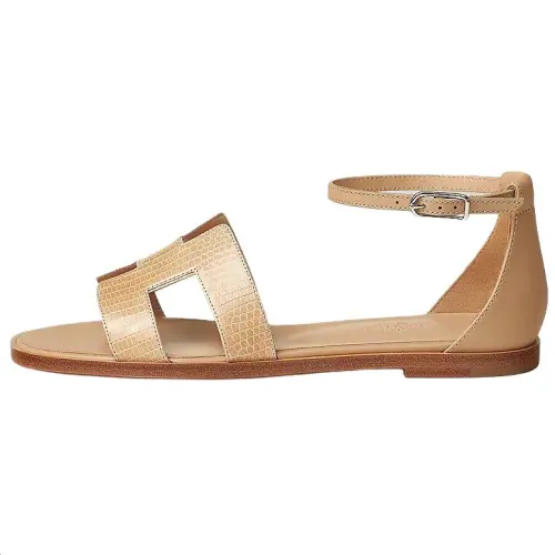 HERMES Santorini One Strap Sandals Women's Brown