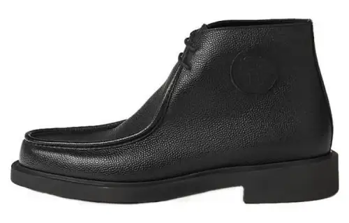 HERMES Leather Fashion Trend Ankle Boots Women's Black