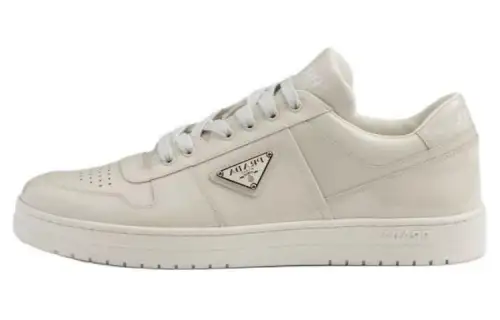 PRADA Downtown Leather Low top Skateboard Shoes Men's Beige