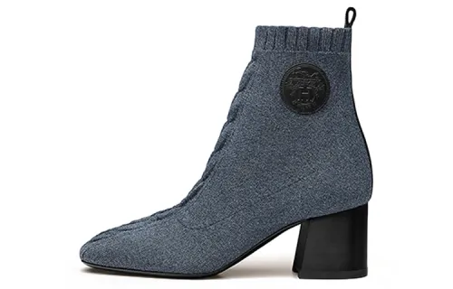 HERMES Volver 60 Ankle Boots Women's Denim Blue