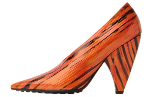 Bottega Veneta Storm Leather Wedge Heel High Heels 10cm Women's Orange