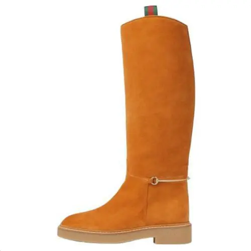 GUCCI Horsebit Knee high Boots Women's Brown