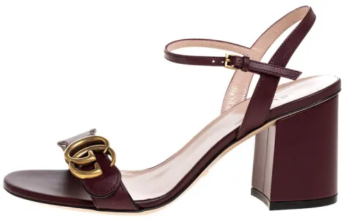 GUCCI Leather One Strap Sandals Women's Red