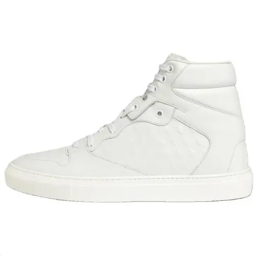 Balenciaga Embossed Leather High top Skateboard Shoes Men's White