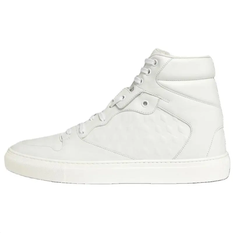 Balenciaga Embossed Leather High top Skateboard Shoes Men's White