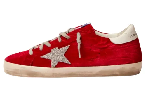 Golden Goose Super Star LTD Suede Stylish Skateboarding Shoes Women's Red Distressed