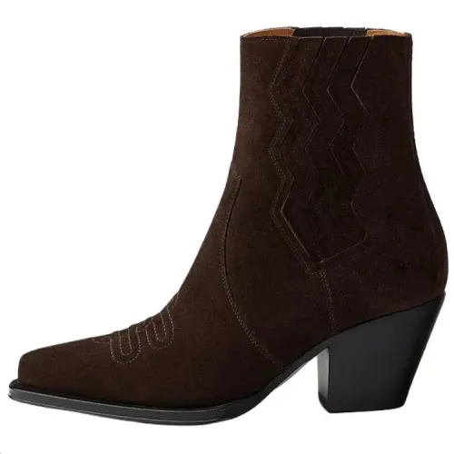 HERMES Vegas Calfskin Ankle Boots 4.5cm Women's Brown
