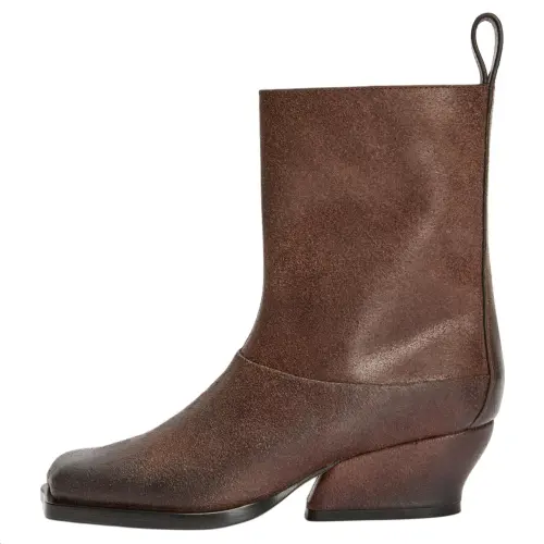 LOEWE Onda Calfskin Ankle Boots 4.5cm Women's Dark Brown