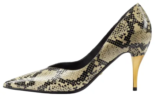 GUCCI Leather Slim Heel Medium Heel Shoes Women's Beige Black