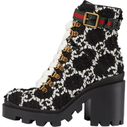 Gucci Wmns Gg Ankle Boot 'Black White Tweed' Women's