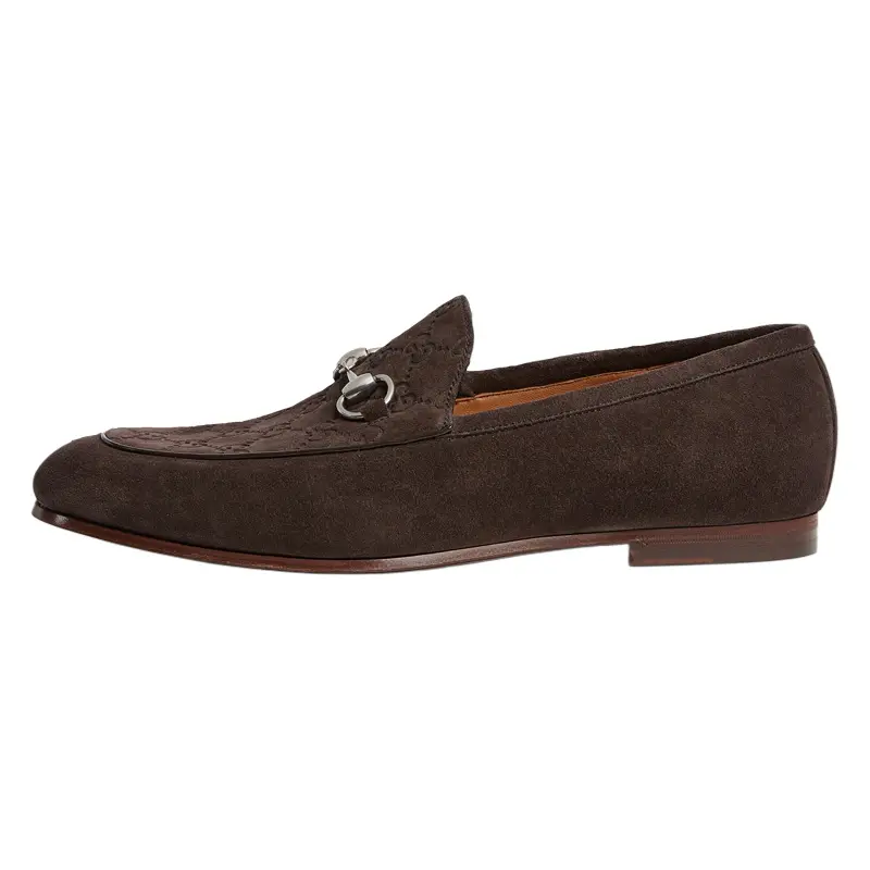 GUCCI Horsebit Suede Loafers Men's Dark Brown