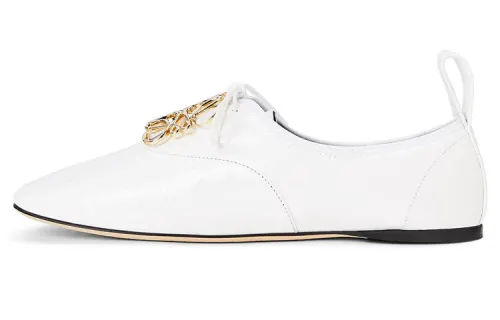 LOEWE Anagram Leather Flat Shoes Women's White
