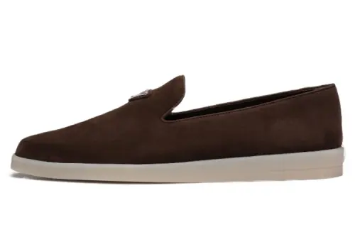 PRADA Triangle-patch Suede Loafers
