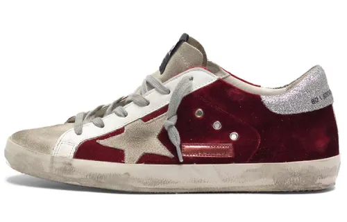 Golden Goose Super Star Suede Stylish Skateboarding Shoes Women's White Red Silver