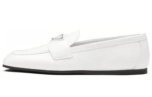 PRADA Top Grain Cow Leather Women's Casual Shoes Women's White