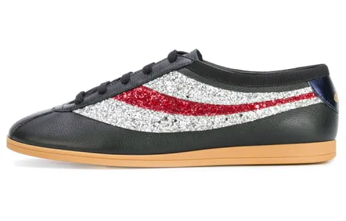 GUCCI Falacer Leather Abrasion Resistant Low top Casual Shoes Men's Black White Red