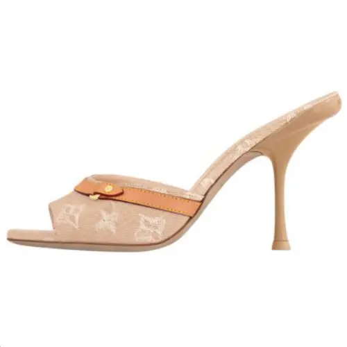 LOUIS VUITTON Revival Slide Slippers 9cm Women's Beige