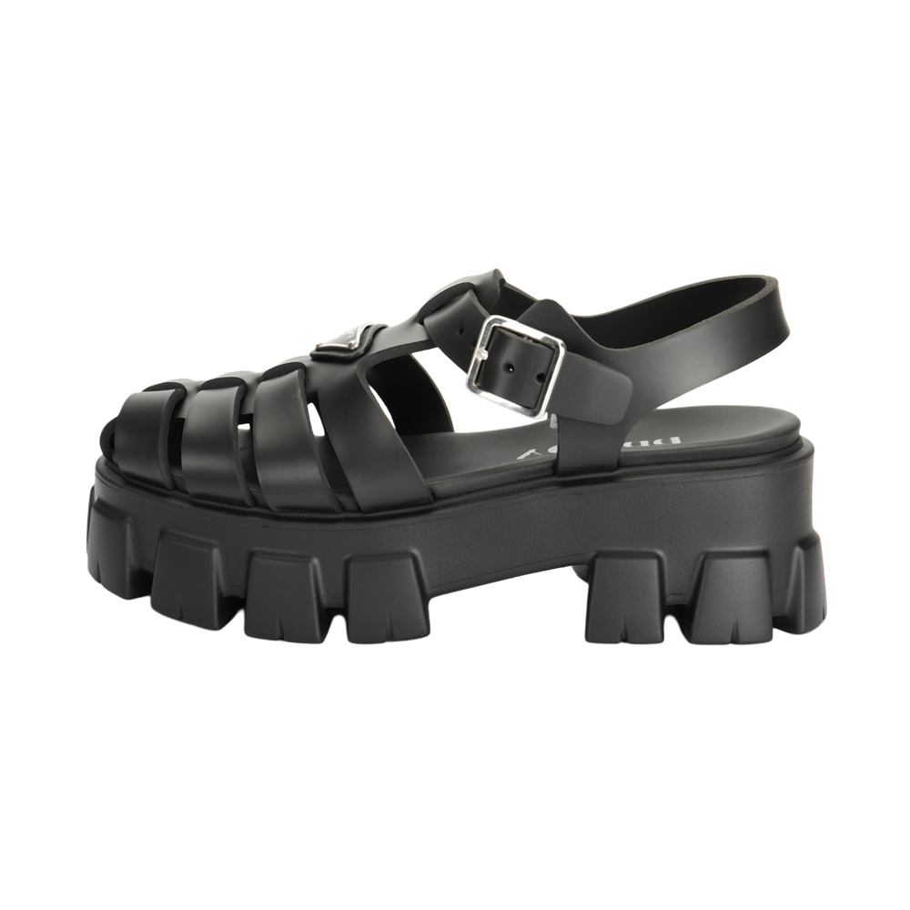 PRADA Prada Monolith slingback buckle Roman sandals women's black