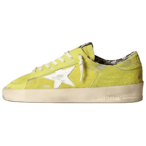 Golden Goose Stardan Leather Low top Skateboard Shoes Men's Yellow Distressed
