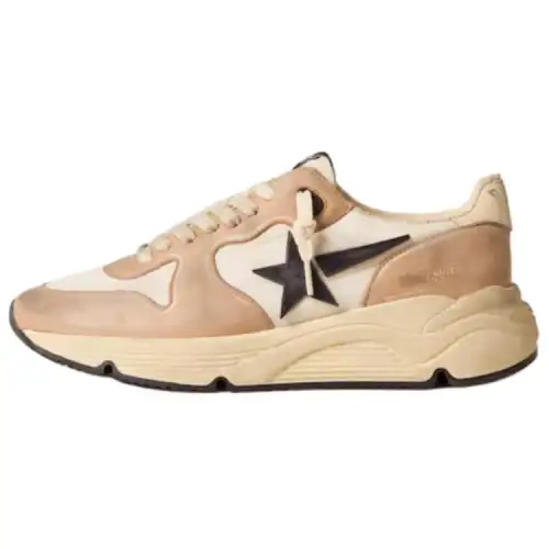 Golden Goose Running Sole Cow Leather Low top Casual Shoes Men's Light Umber
