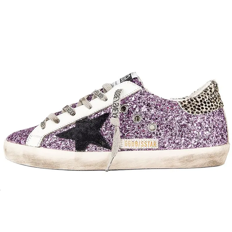 Golden Goose Super Star Leather Low top Skateboard Shoes Women's Purple Distressed