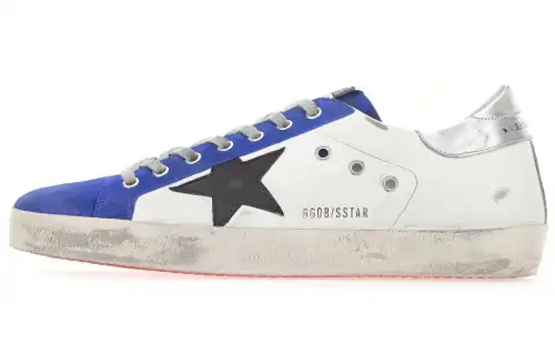 Golden Goose Super Star Low top Stylish Skateboarding Shoes Men's Blue White Distressed