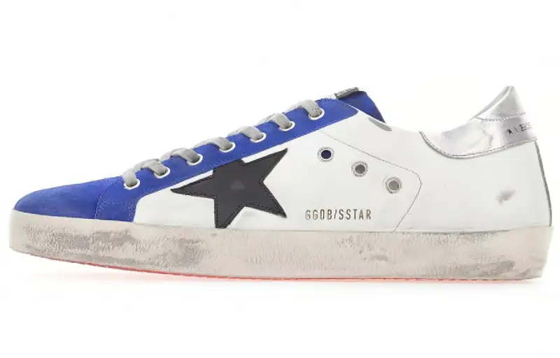 Golden Goose Super Star Low top Stylish Skateboarding Shoes Men's Blue White Distressed