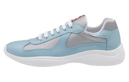 PRADA America's Cup Leather Low top Casual Shoes Men's Blue