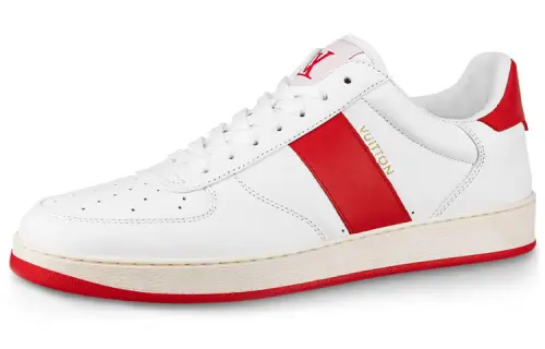 LOUIS VUITTON Rivoli Cow Leather Low top Stylish Skateboarding Shoes Men's Red White