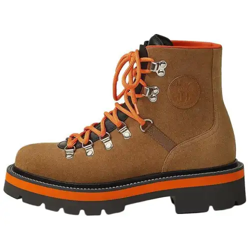HERMES Hike Calfskin Ankle Boots 4.5cm Women's Brown