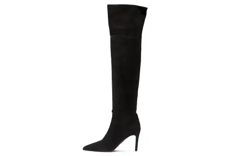 PRADA Suede Knee High Boots 5.5cm Women's Black