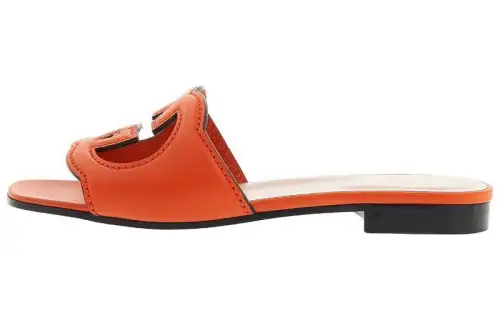 GUCCI Logo-cut Out Leather Sandals