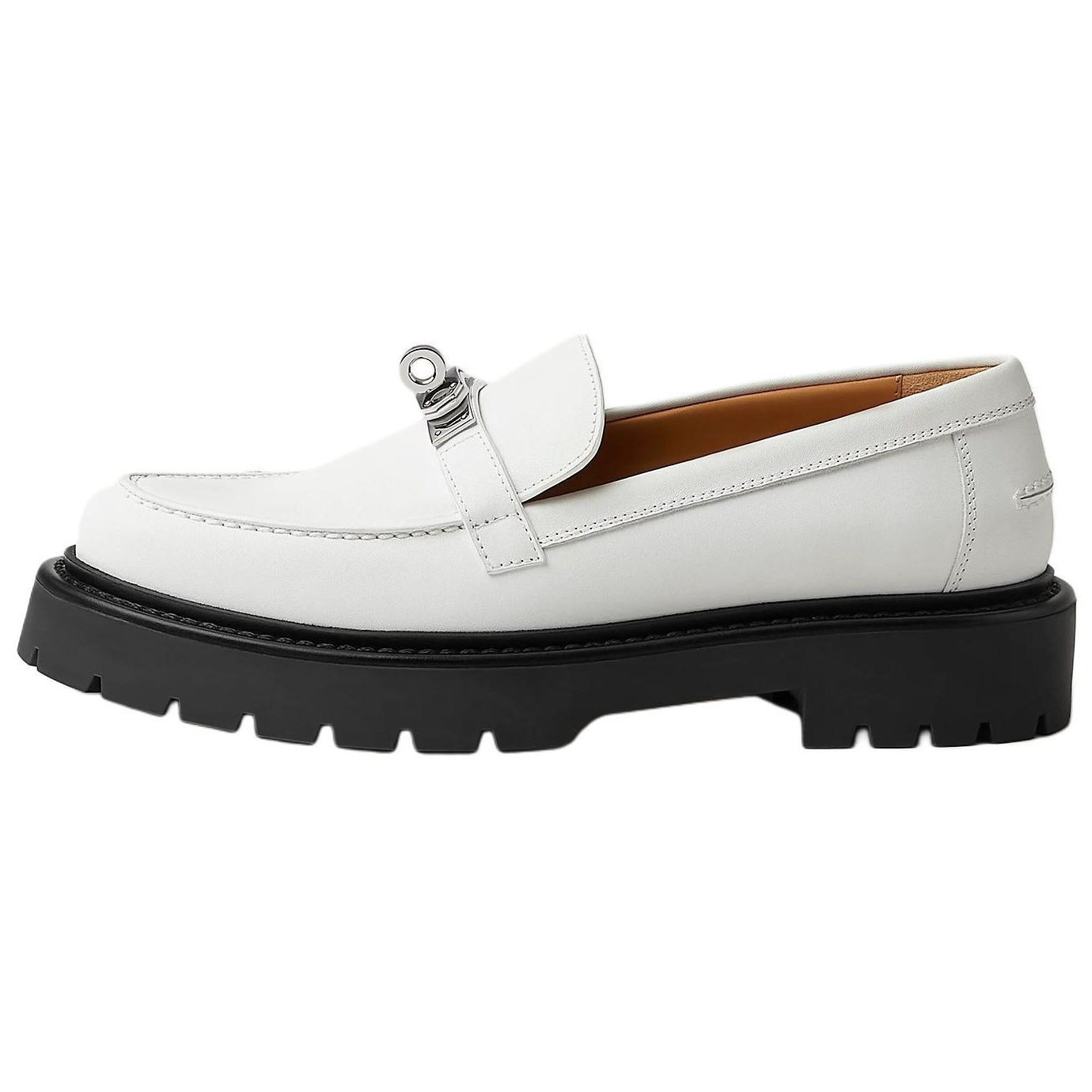 HERMES Icone Loafers 3cm Women's White