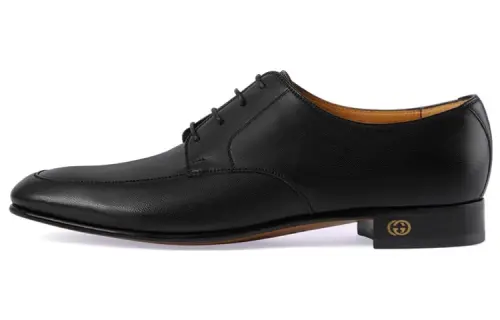 GUCCI Leather Lace up Shoes Black