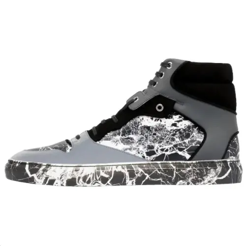 Balenciaga Marble High top Skateboard Shoes Men's Gray
