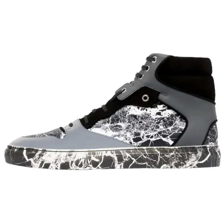 Balenciaga Marble High top Skateboard Shoes Men's Gray